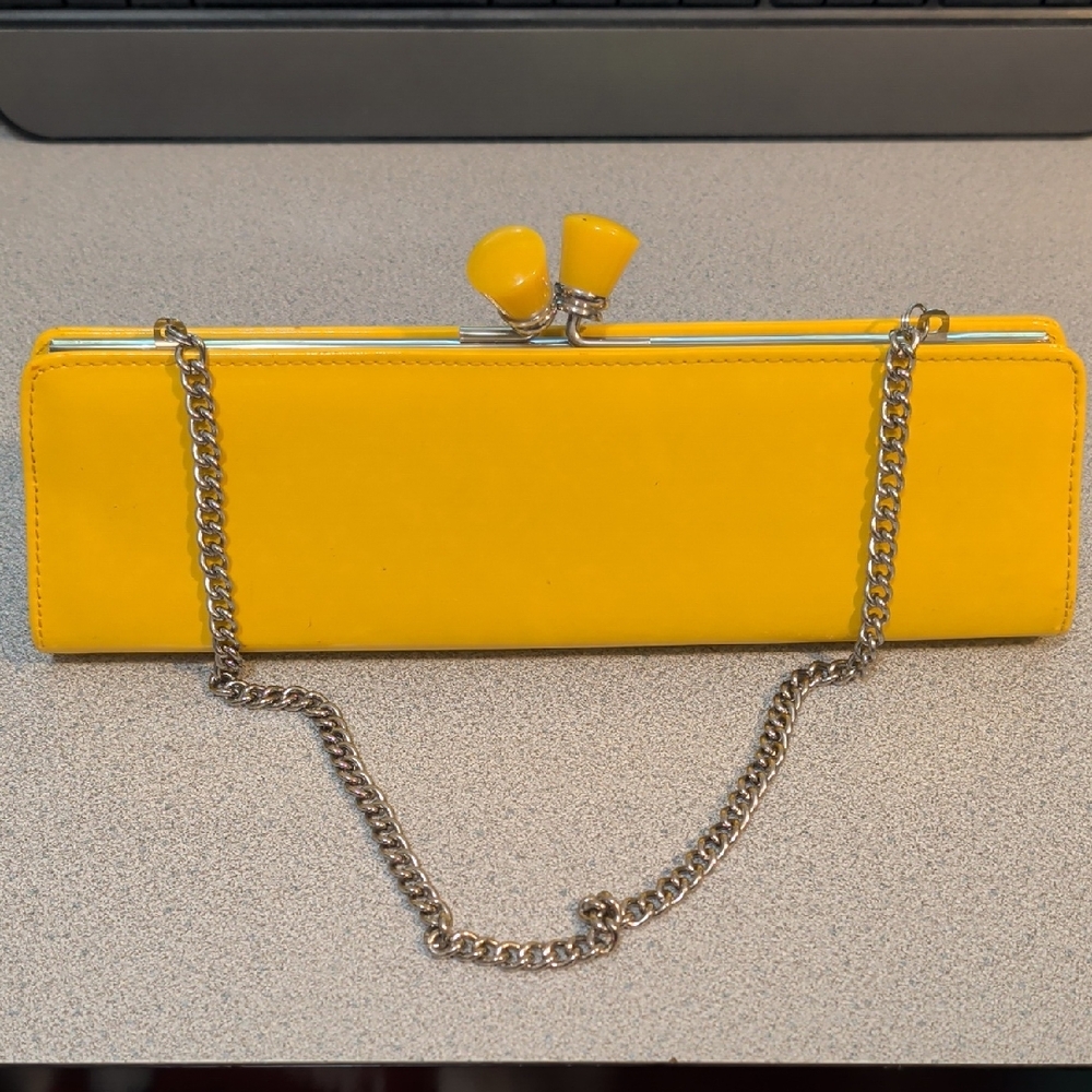 Aldo Bright Yellow Kiss-Lock Chain Clutch